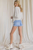 Oversized front pocket linen raw edge top  Ivy and Pearl Boutique   