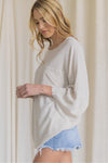 Oversized front pocket linen raw edge top  Ivy and Pearl Boutique Natural S 