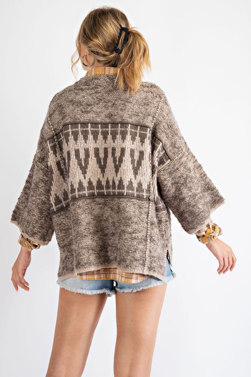 Oversized tribal patterned sweater  Ivy and Pearl Boutique   