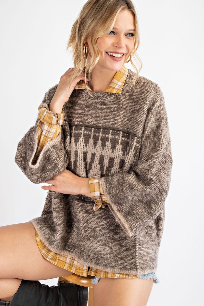 Oversized tribal patterned sweater  Ivy and Pearl Boutique   