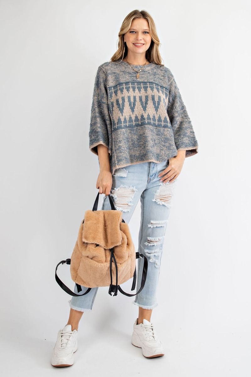 Oversized tribal patterned sweater  Ivy and Pearl Boutique   