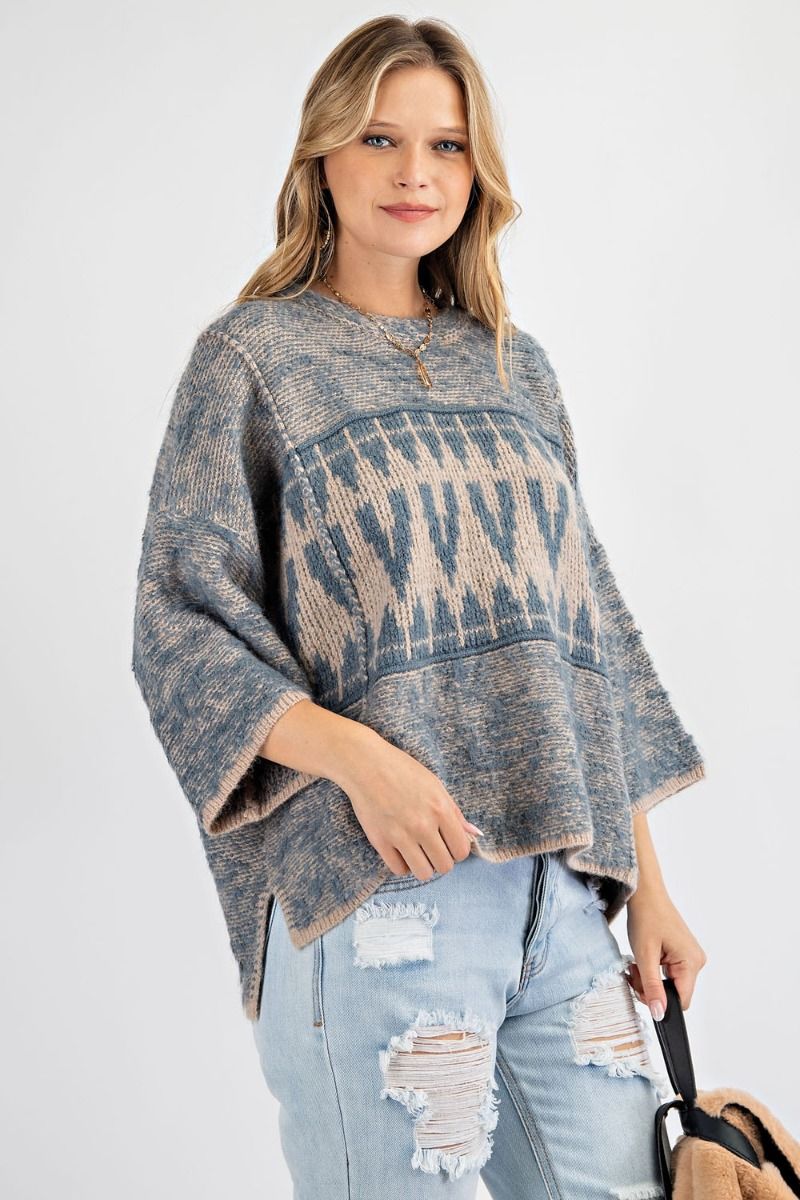 Oversized tribal patterned sweater  Ivy and Pearl Boutique   