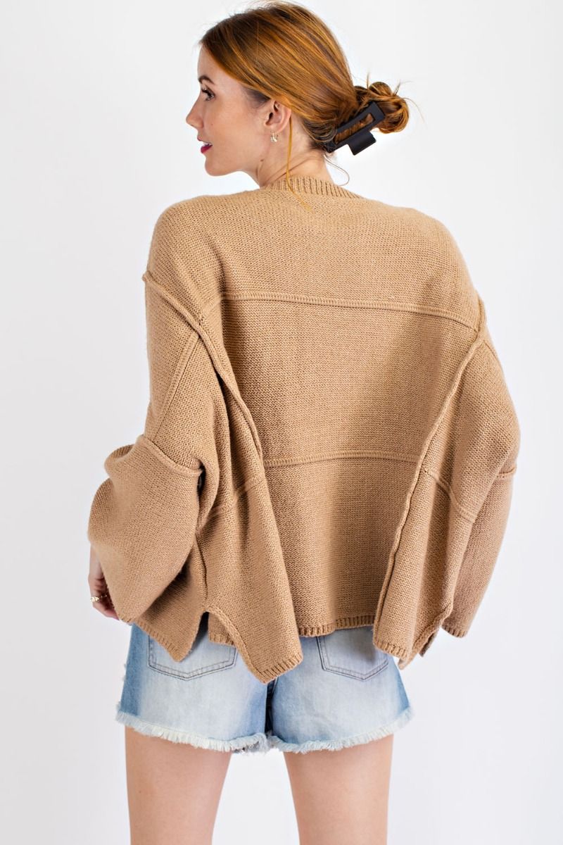Oversized wide sleeve sweater with rounded neckline  Ivy and Pearl Boutique   