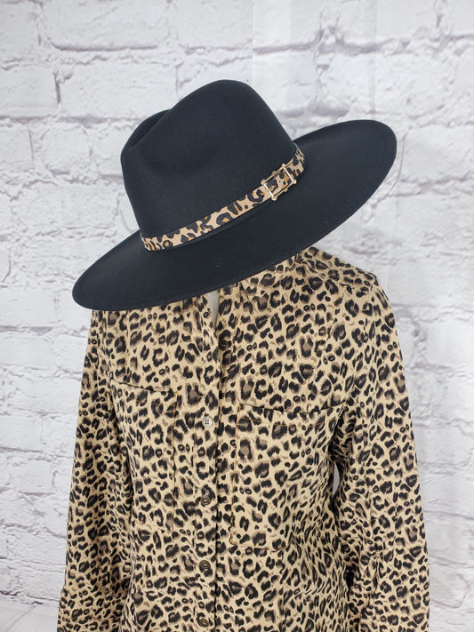 Panama with leopard band hat  Ivy and Pearl Boutique
