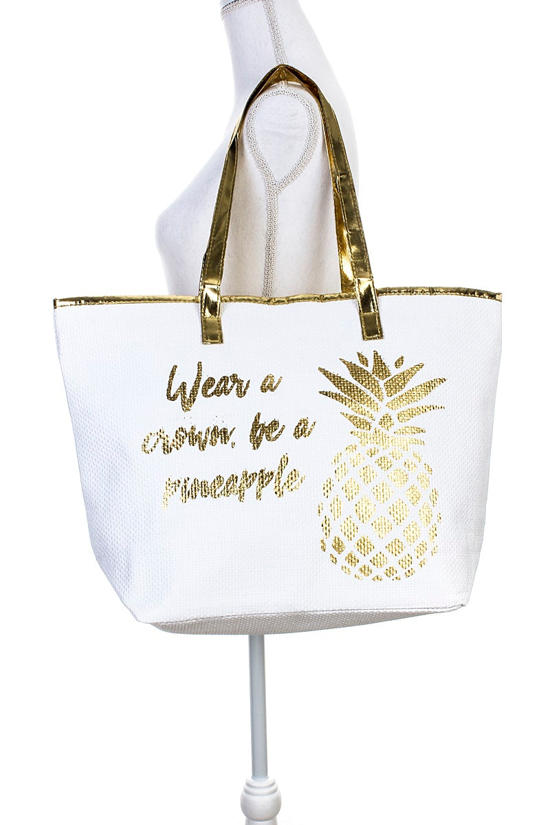 Pineapple tote bag  Ivy and Pearl Boutique Gold  