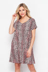 Pink leopard dress with pockets  Ivy and Pearl Boutique   