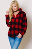 Plaid collared zip-up neck long sleeve sherpa overwear  Ivy and Pearl Boutique Gray S 