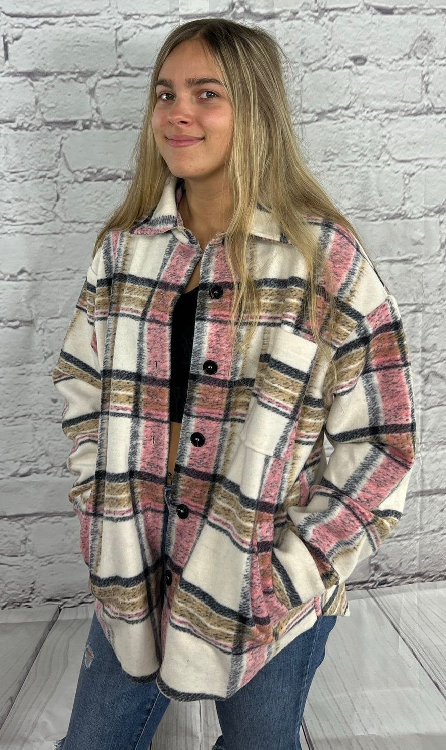Plaid overshirt jacket  Ivy and Pearl Boutique   