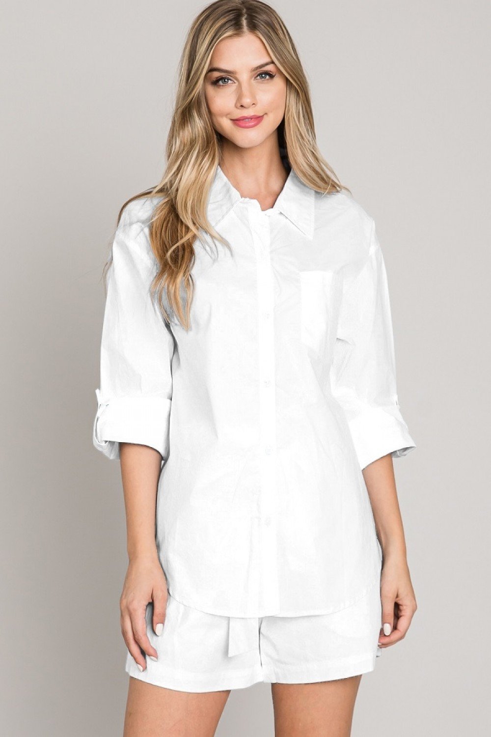 Light Poplin Shirt  Ivy and Pearl Boutique White S 