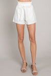 Poplin Paperbag Shorts with Self Tie  Ivy and Pearl Boutique White S 