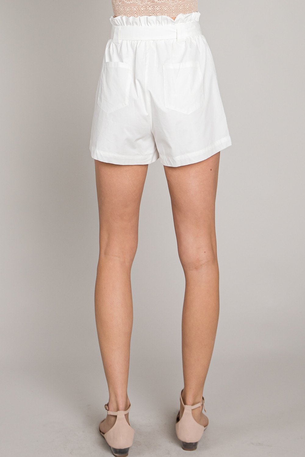 Poplin Paperbag Shorts with Self Tie  Ivy and Pearl Boutique   