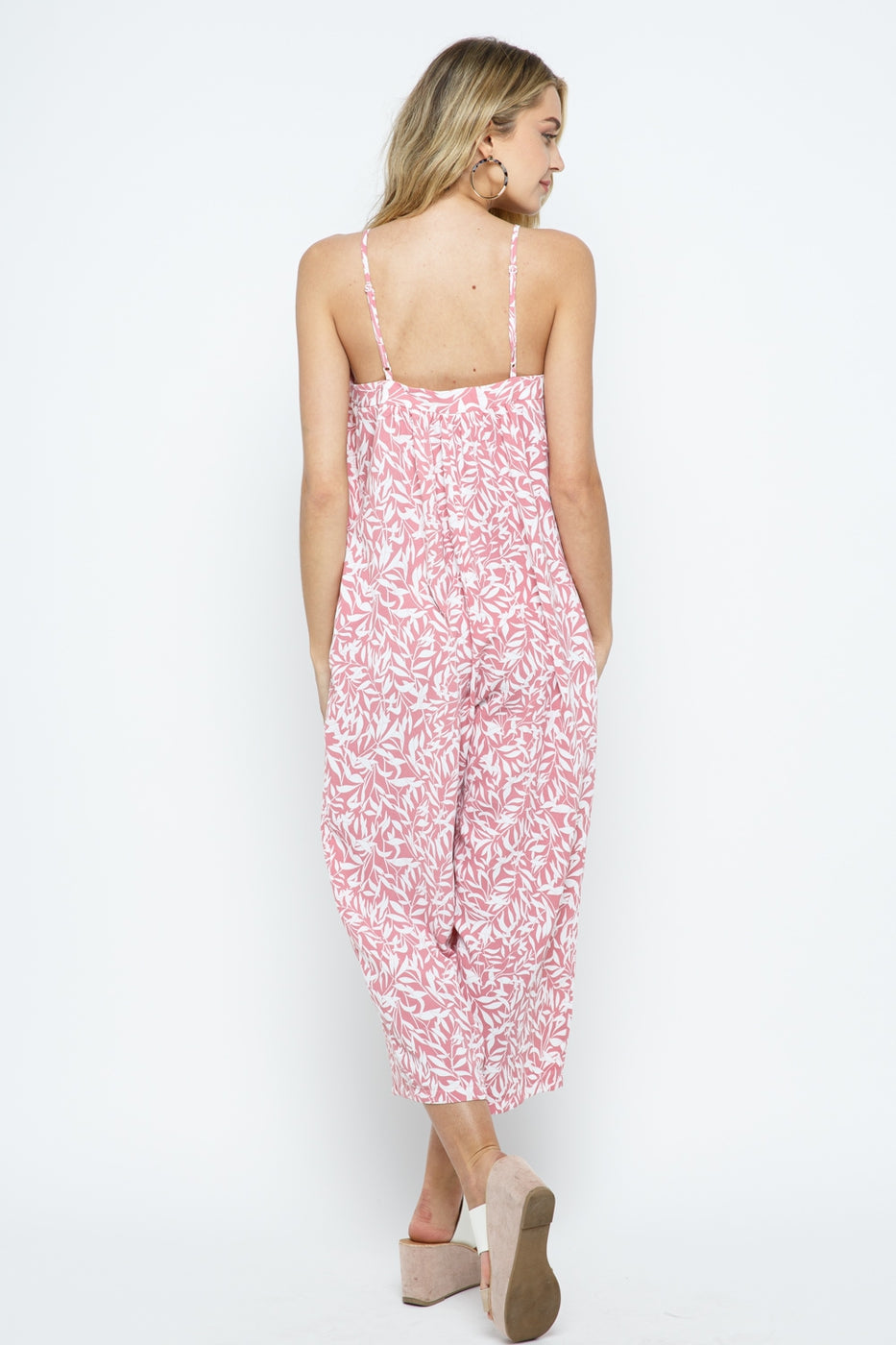 Print Crop Jumpsuit with Adjustable Shoulder Spaghetti Straps  Ivy and Pearl Boutique   