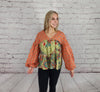 Printed floral and paisley pattern V-Neck top  Ivy and Pearl Boutique   