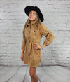 Puffed sleeves front-button flap pockets corduroy mini shirtdress  Ivy and Pearl Boutique   
