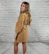 Puffed sleeves front-button flap pockets corduroy mini shirtdress  Ivy and Pearl Boutique   