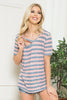 Red, White and Blue, Stars and Stripes Short Sleeve Top with Asymmetrical Neck  Ivy and Pearl Boutique   