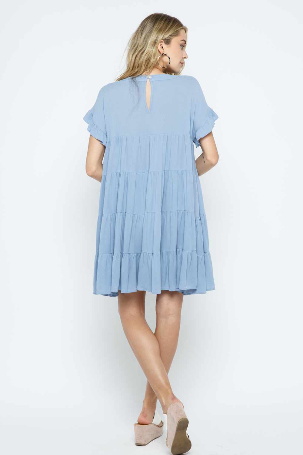 Ruffle Sleeve Aline Tiered Dress  Ivy and Pearl Boutique   