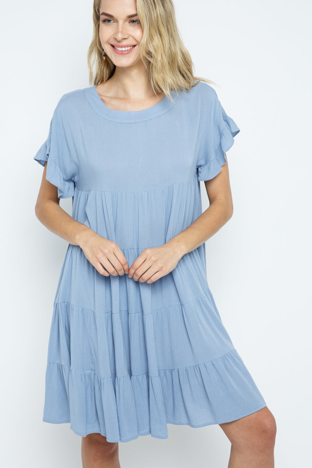 Ruffle Sleeve Aline Tiered Dress  Ivy and Pearl Boutique   