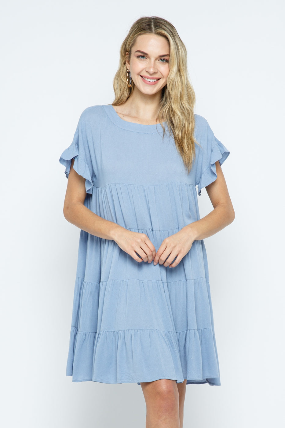 Ruffle Sleeve Aline Tiered Dress  Ivy and Pearl Boutique   
