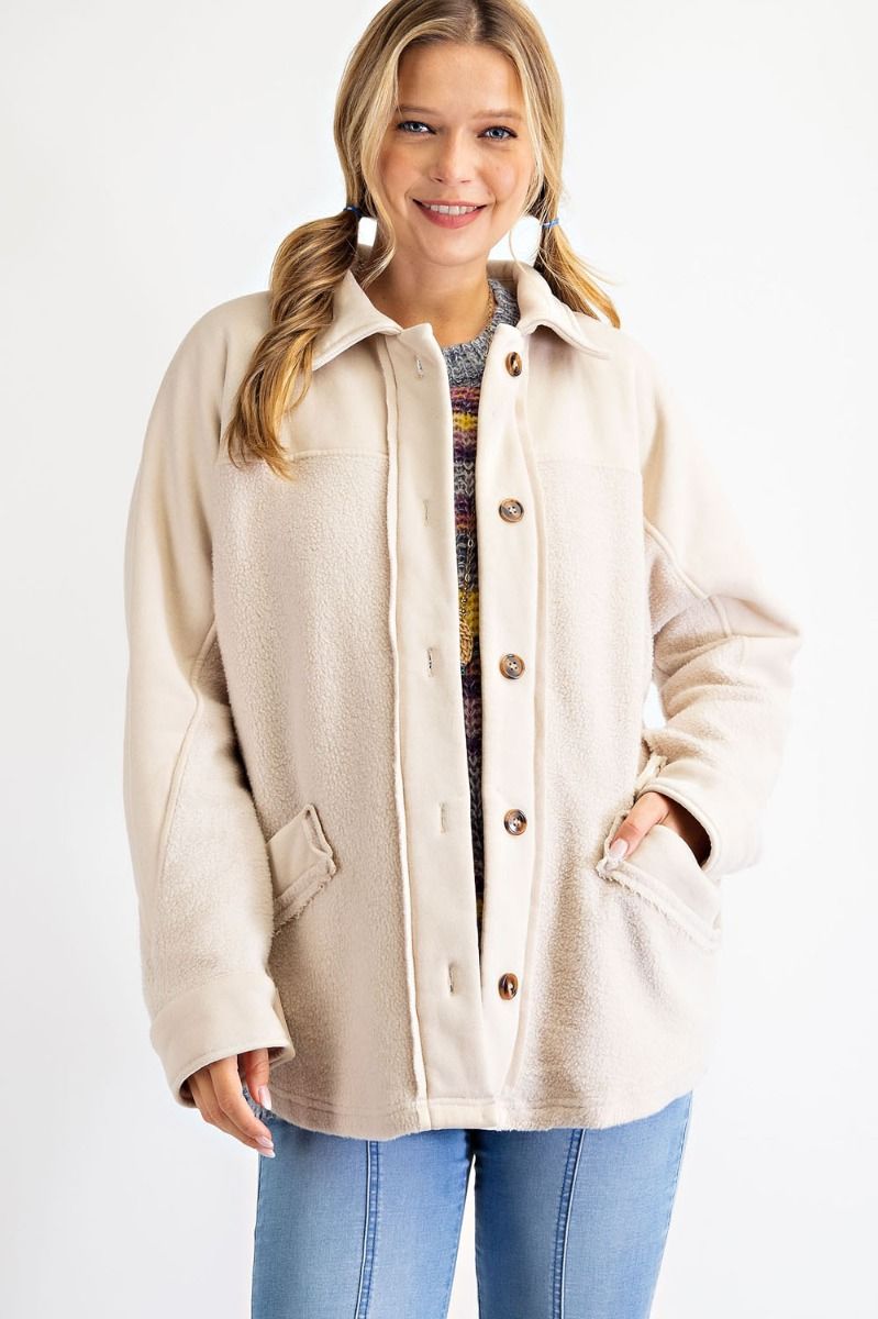 Search For Joy Brushed Button Down Jacket  Ivy and Pearl Boutique   