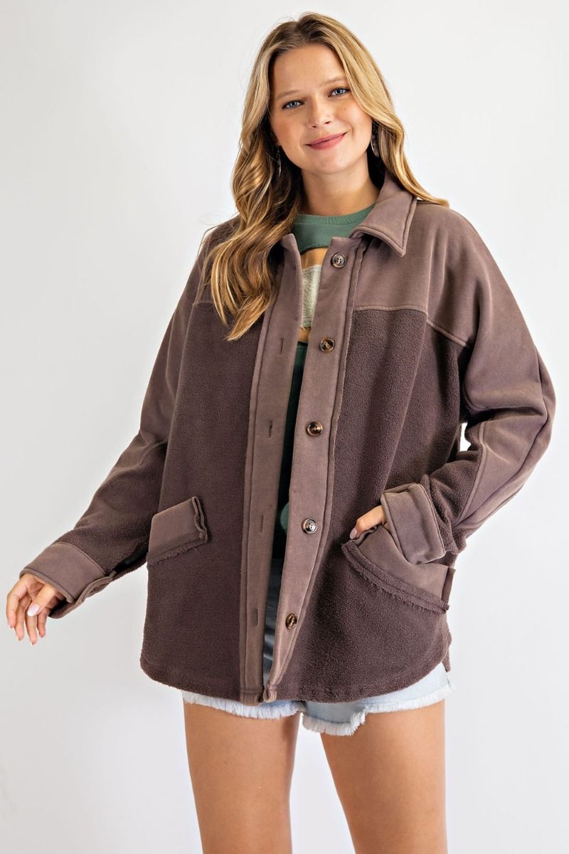 Search For Joy Brushed Button Down Jacket  Ivy and Pearl Boutique   