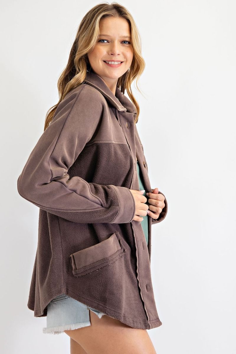 Search For Joy Brushed Button Down Jacket  Ivy and Pearl Boutique   