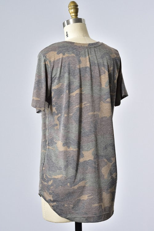Camo T-Shirt with pocket  Ivy and Pearl Boutique   