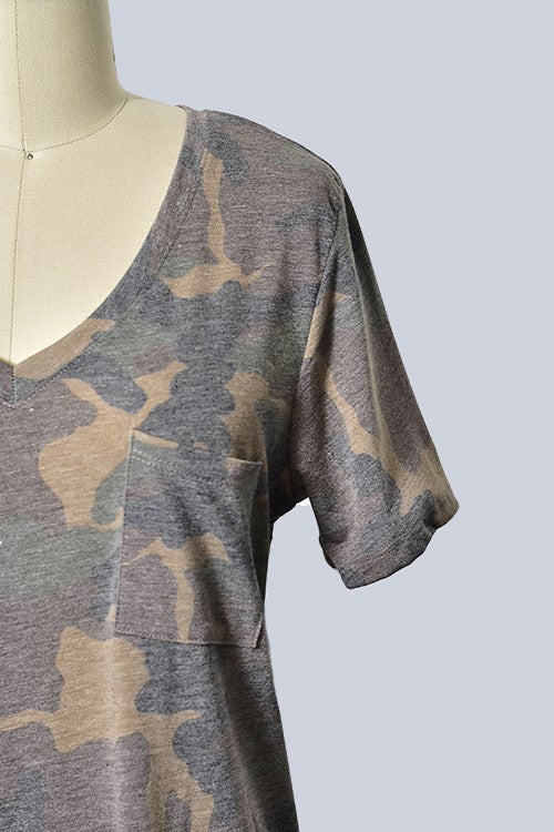 Camo T-Shirt with pocket  Ivy and Pearl Boutique   