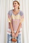 Keep it Real Color Blocked Top - Short Sleeve Cotton Jersey Loose Fit Top - available in 3 colors  Ivy and Pearl Boutique   