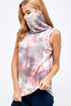 Sleeveless Pink Tie Dye Essential Top with Built-in Face Mask  Ivy and Pearl Boutique   