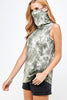 Sleeveless Olive Tie Dye Essential Top with Built-in Face Mask  Ivy and Pearl Boutique   