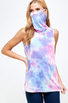 Sleeveless Purple Tie Dye Essential Top with Built-in Face Mask  Ivy and Pearl Boutique   