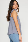Sleeveless woven gingham top with shoulder ties  Ivy and Pearl Boutique   