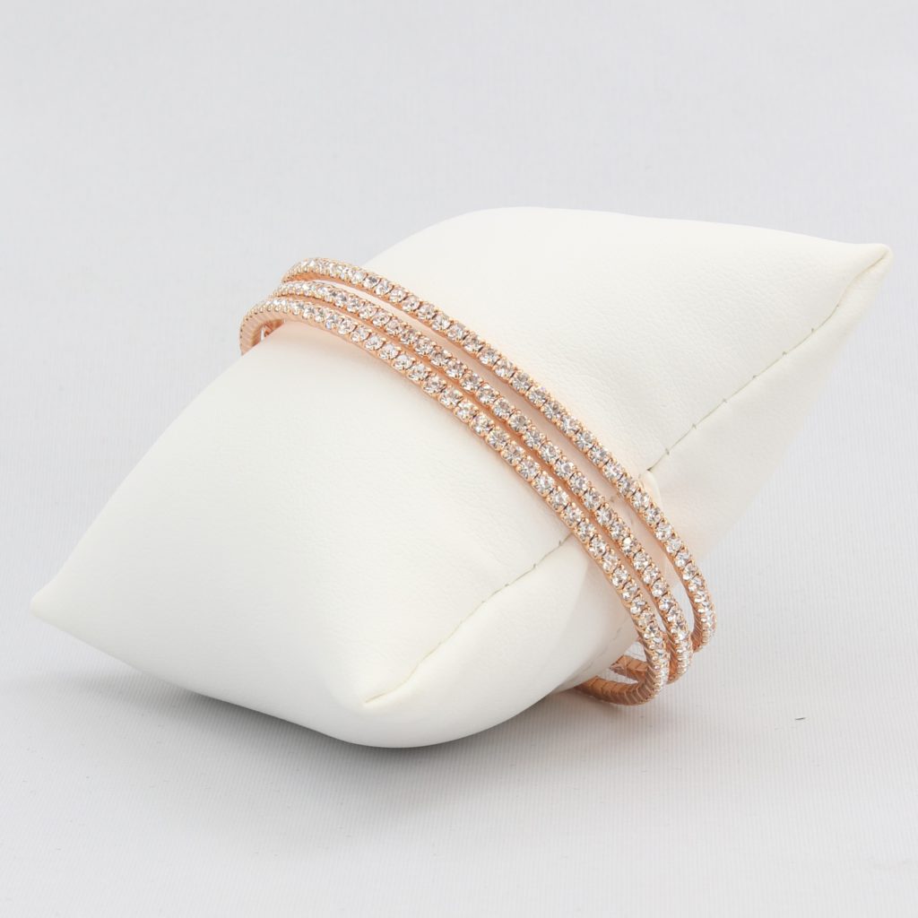 Triple box-snake chain bracelet with inlaid diamond-like cubic zirconia stones  Ivy and Pearl Boutique   