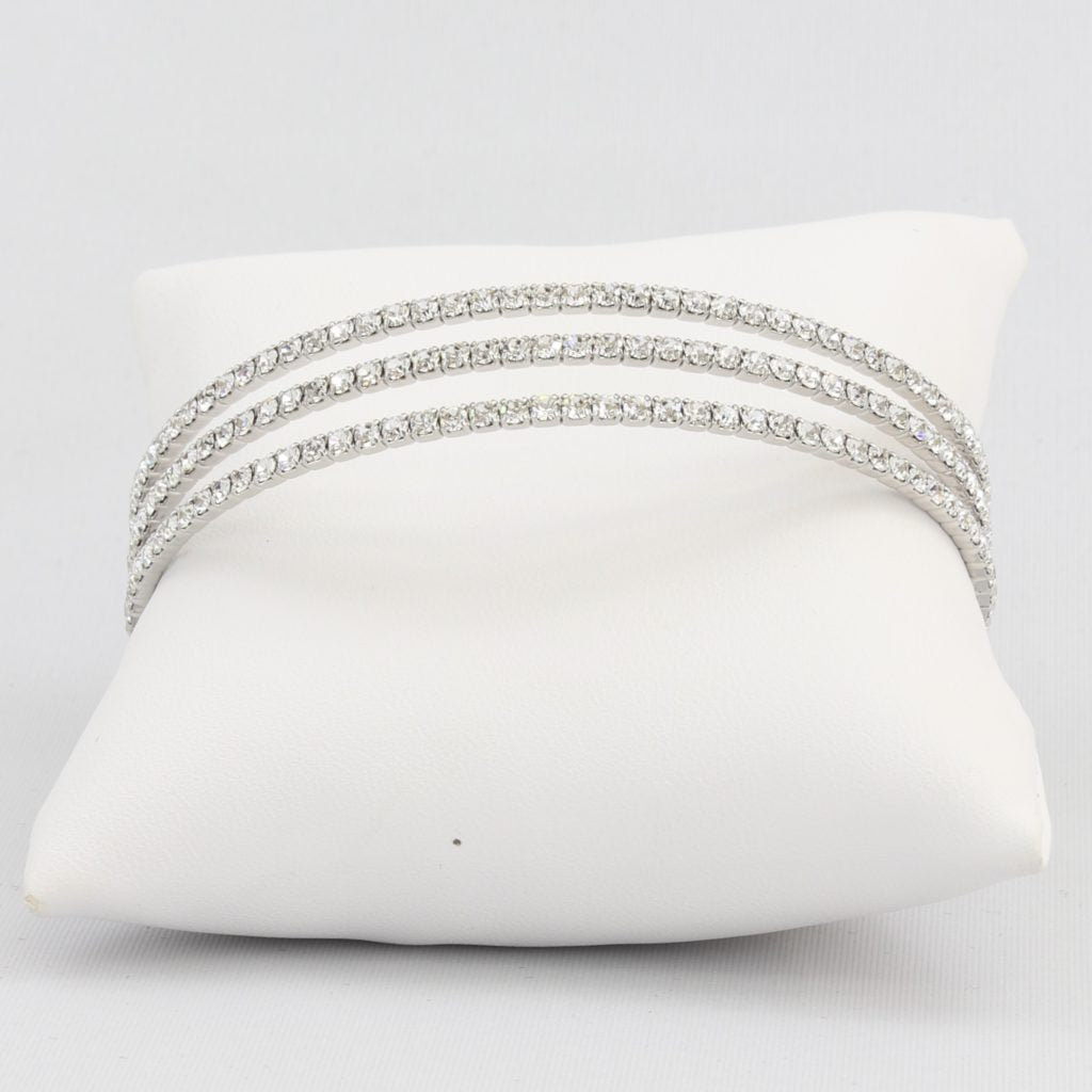 Triple box-snake chain bracelet with inlaid diamond-like cubic zirconia stones  Ivy and Pearl Boutique   