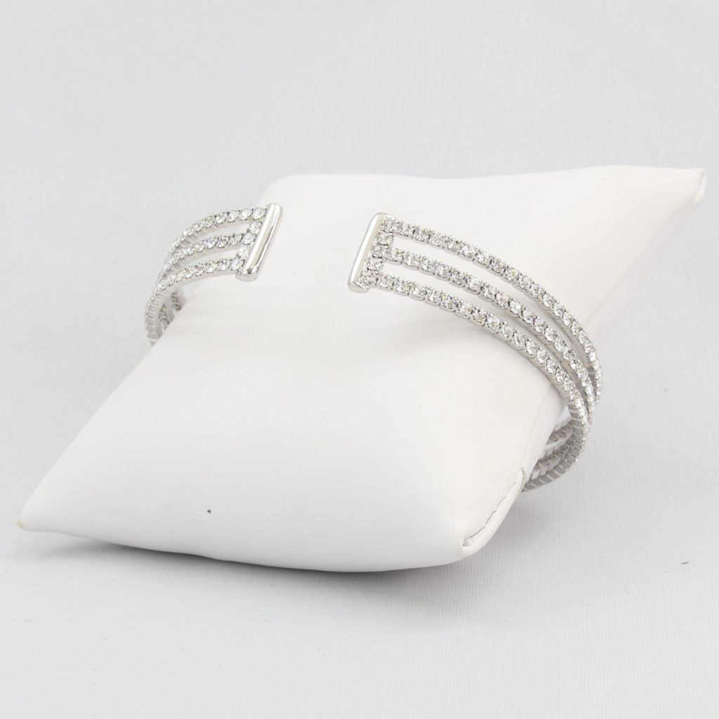 Triple box-snake chain bracelet with inlaid diamond-like cubic zirconia stones  Ivy and Pearl Boutique   