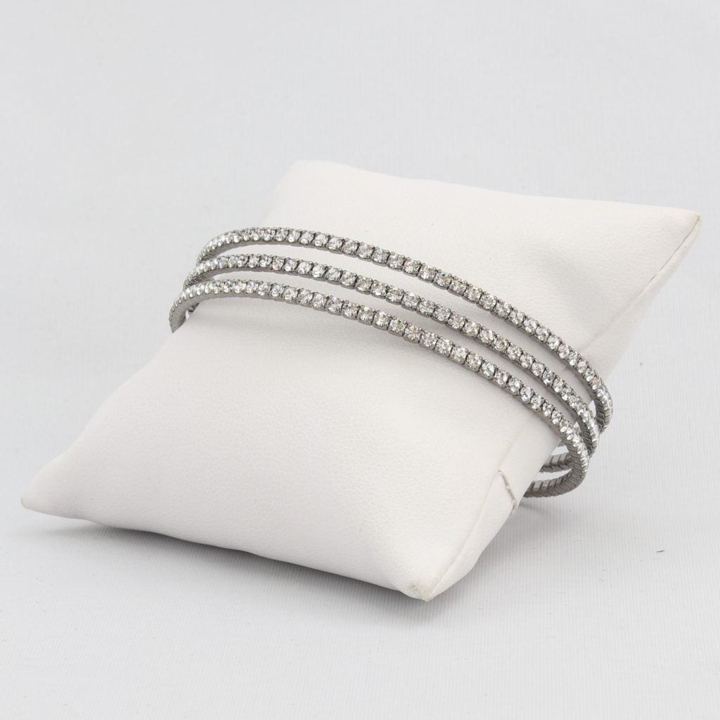 Triple box-snake chain bracelet with inlaid diamond-like cubic zirconia stones  Ivy and Pearl Boutique   