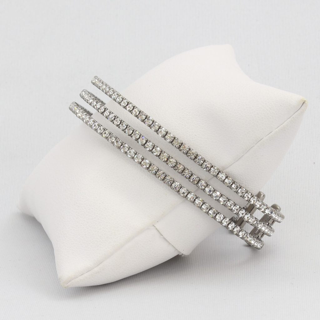 Triple box-snake chain bracelet with inlaid diamond-like cubic zirconia stones  Ivy and Pearl Boutique   