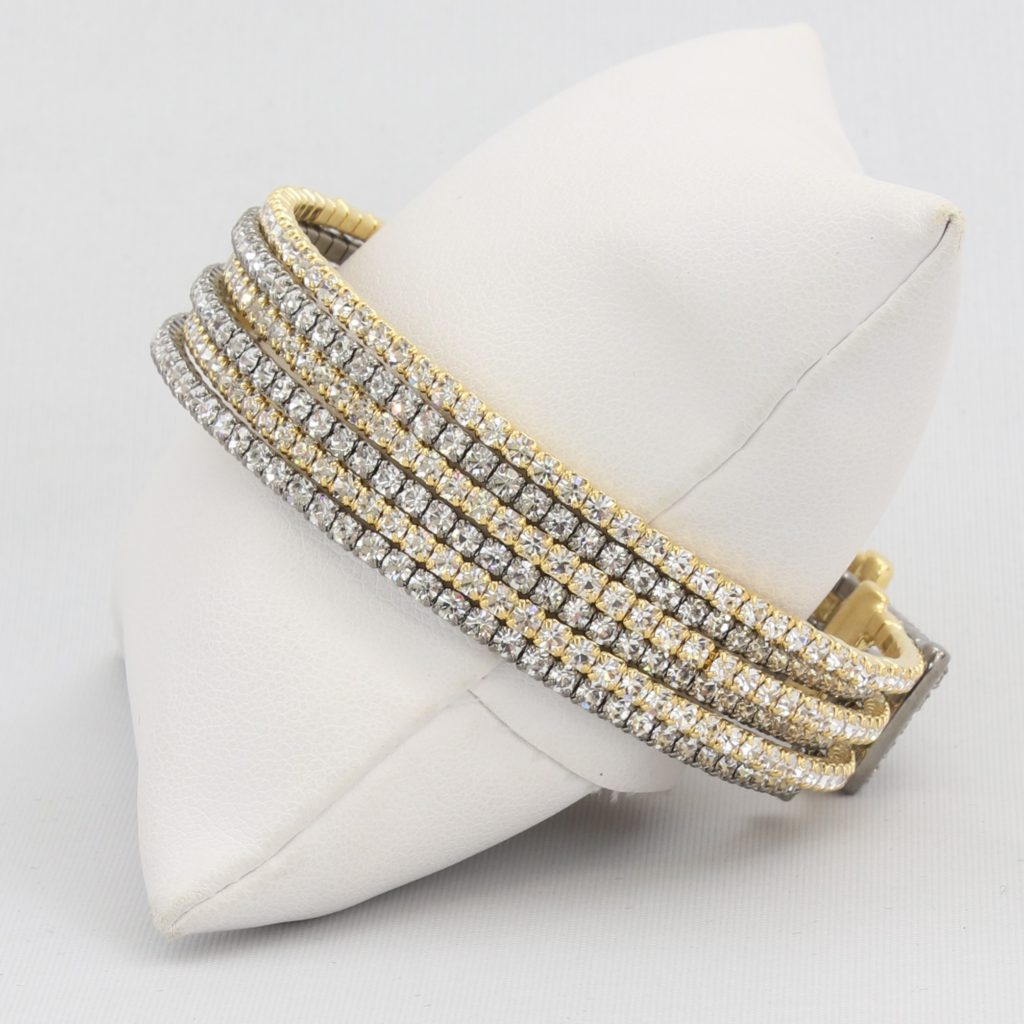 Triple box-snake chain bracelet with inlaid diamond-like cubic zirconia stones  Ivy and Pearl Boutique   