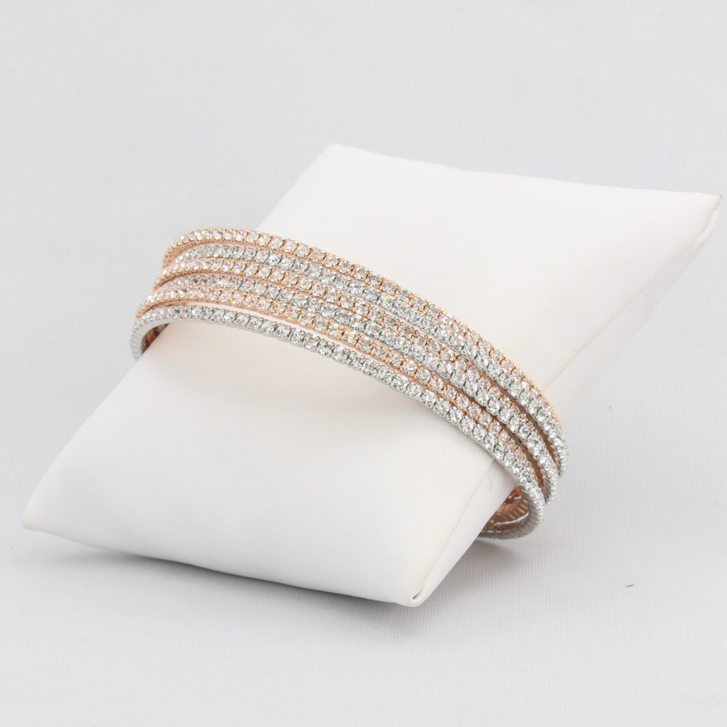 Triple box-snake chain bracelet with inlaid diamond-like cubic zirconia stones  Ivy and Pearl Boutique   