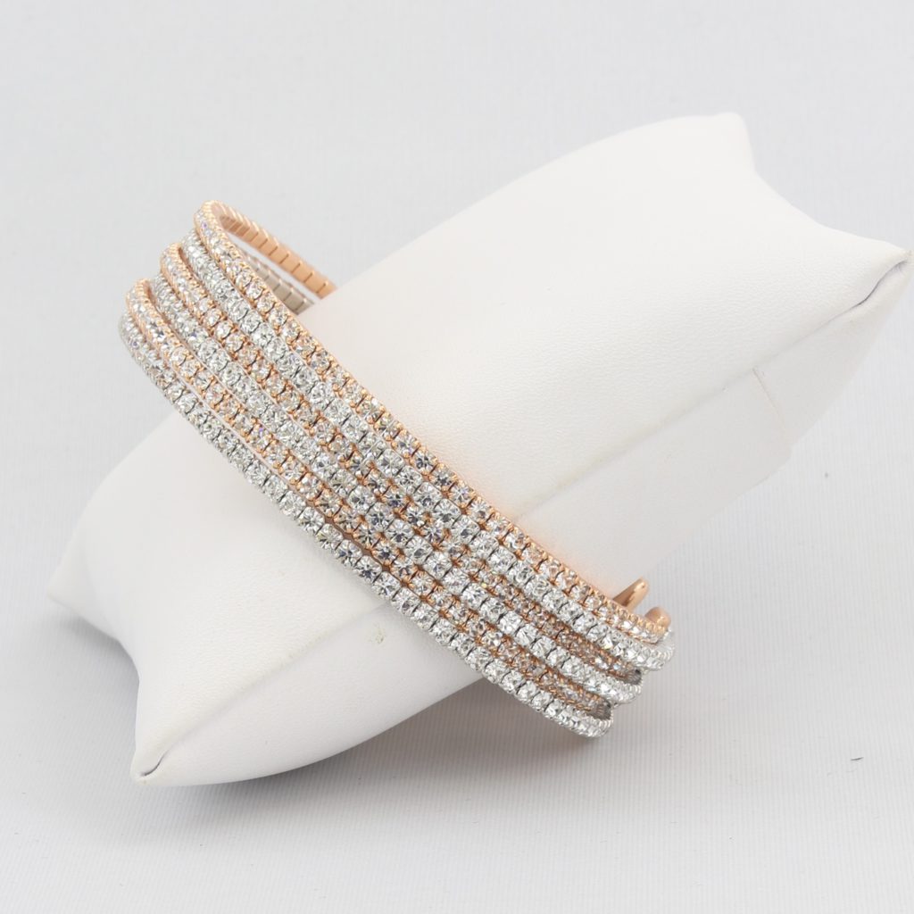 Triple box-snake chain bracelet with inlaid diamond-like cubic zirconia stones  Ivy and Pearl Boutique   