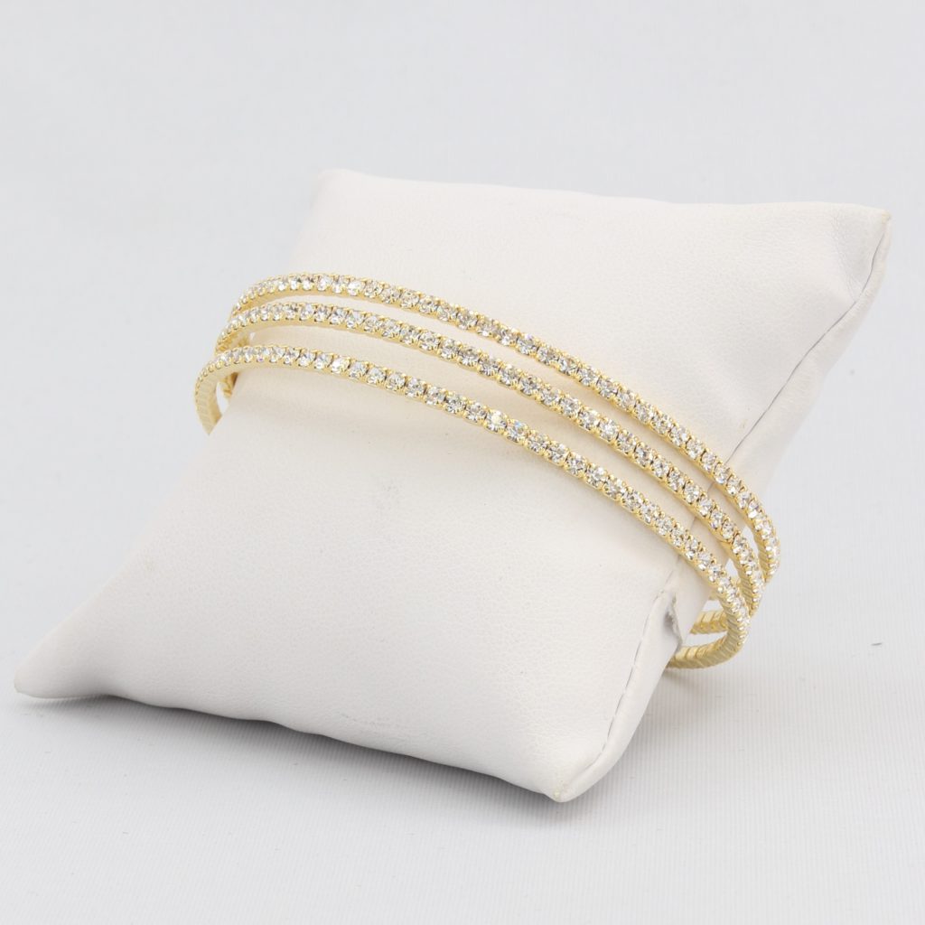 Triple box-snake chain bracelet with inlaid diamond-like cubic zirconia stones  Ivy and Pearl Boutique   