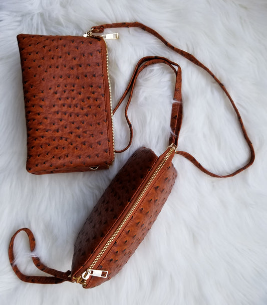 Small ostrich-pattern hand clutch  Ivy and Pearl Boutique