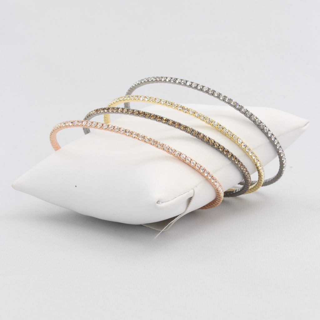Small adjustable box-snake chain bracelet with inlaid diamond-like cubic zirconia crystals  Ivy and Pearl Boutique Dark Gray  