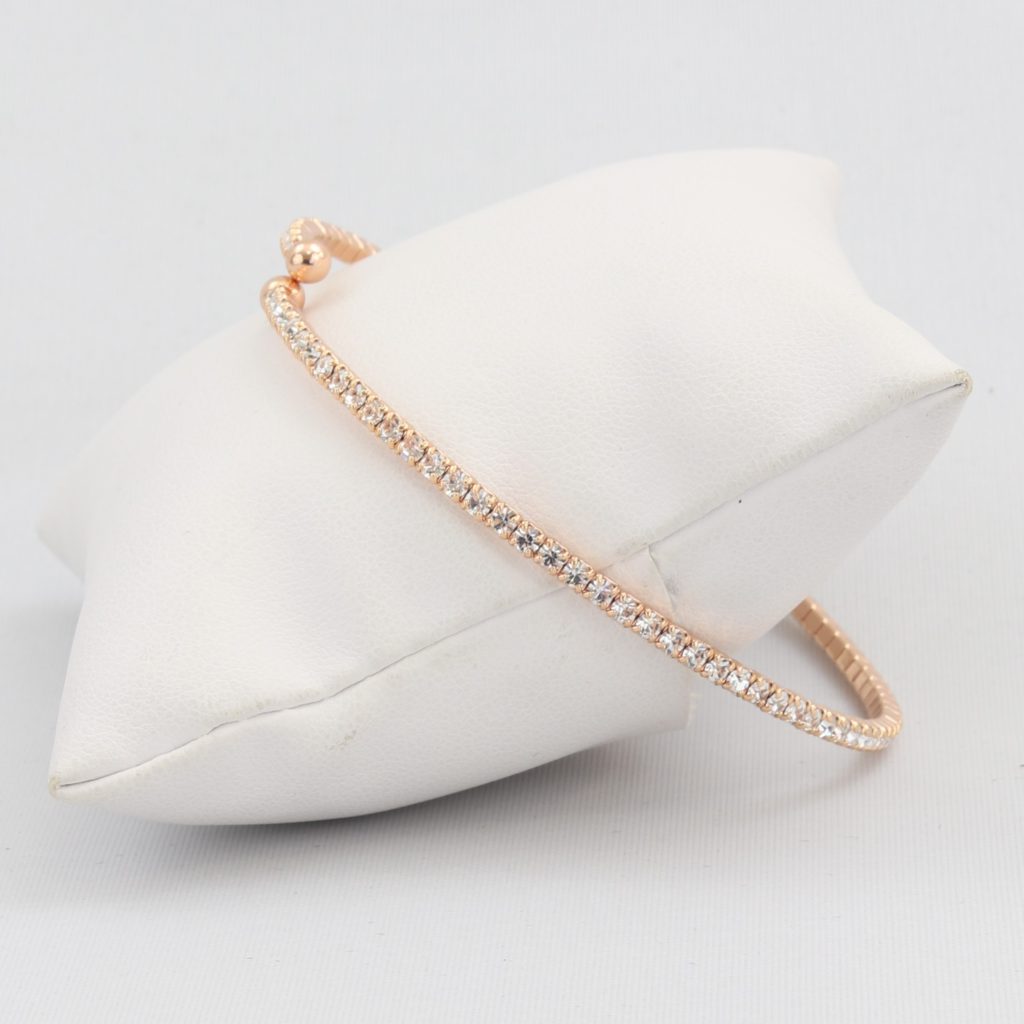 Small adjustable box-snake chain bracelet with inlaid diamond-like cubic zirconia crystals  Ivy and Pearl Boutique   