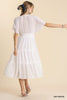 Smocked Short Sleeve V-Neck Textured Tiered Maxi Dress with lining  Ivy and Pearl Boutique   