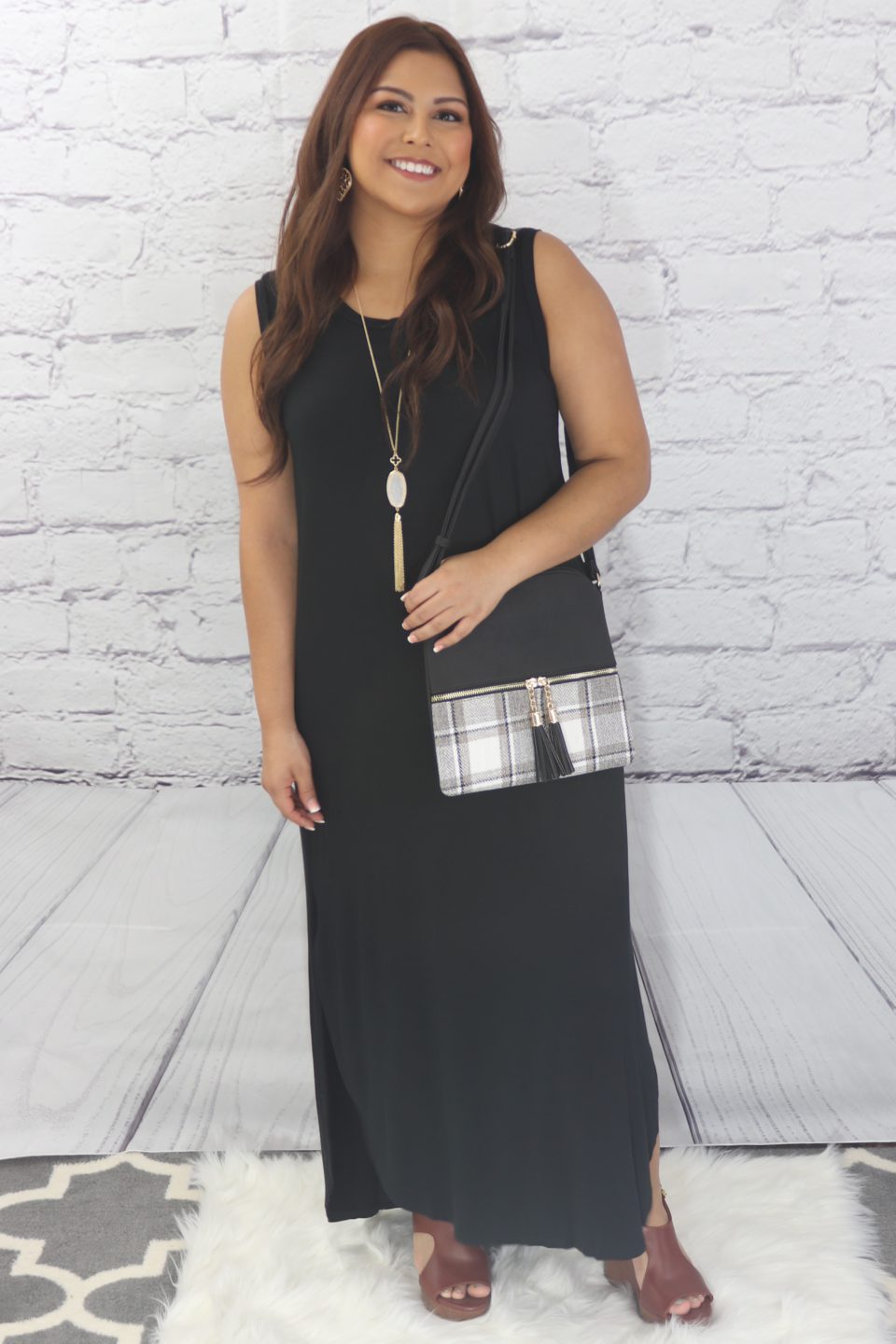 Solid Maxi Dress With Side Slits  Ivy and Pearl Boutique   