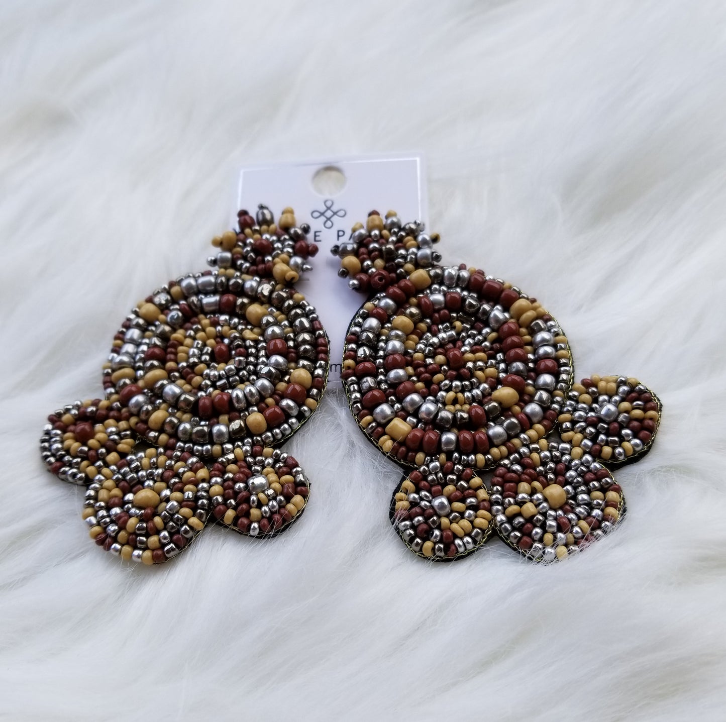 Spiral beaded statement earrings  Ivy and Pearl Boutique   