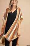 Stripe hairy yarn sweater poncho  Ivy and Pearl Boutique Rust Xl/1XL 