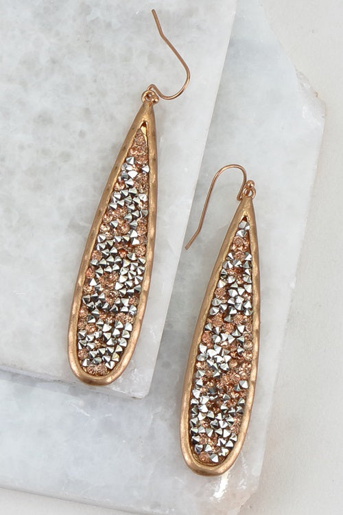 Sunburst glitter-stone hook earrings  Ivy and Pearl Boutique   
